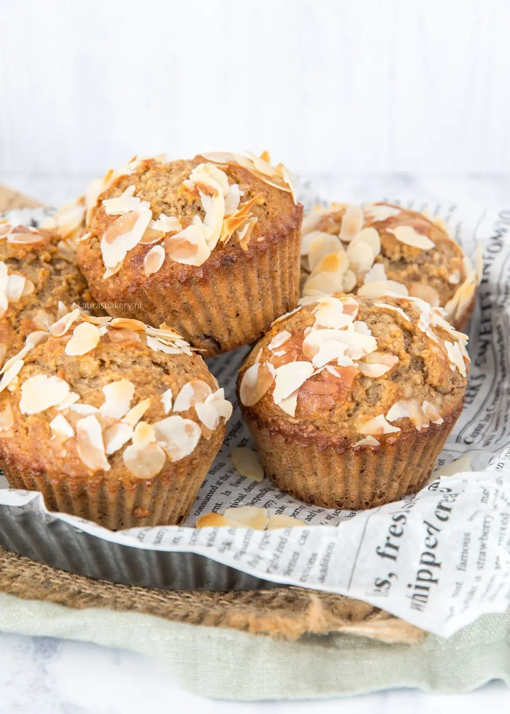 Volkoren bananenbrood muffins