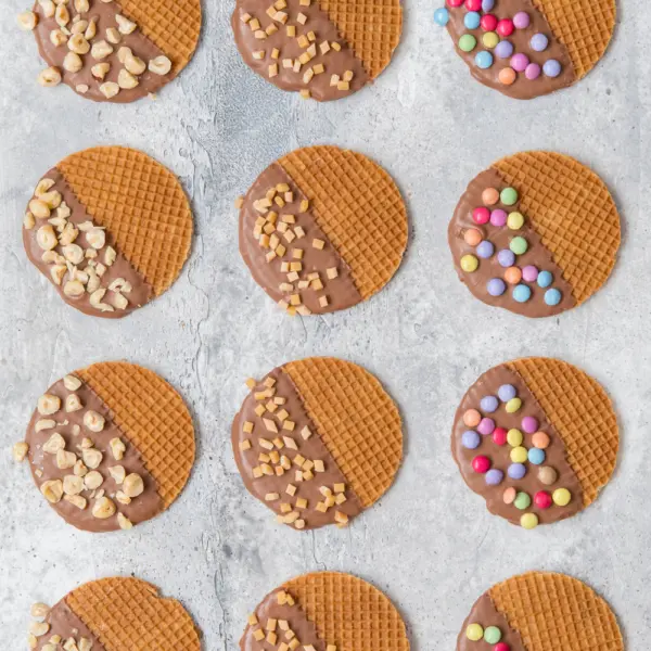 Versierde chocolade stroopwafels