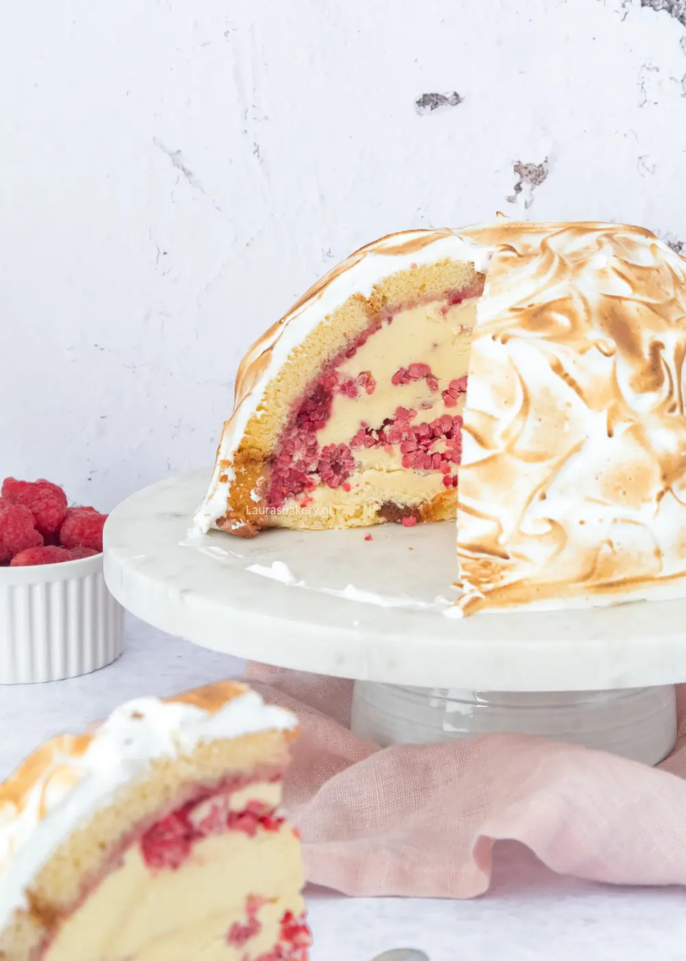 Baked Alaska met frambozen