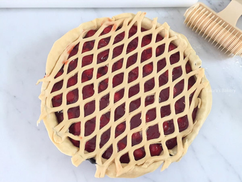 Leg het raster op de vlaai