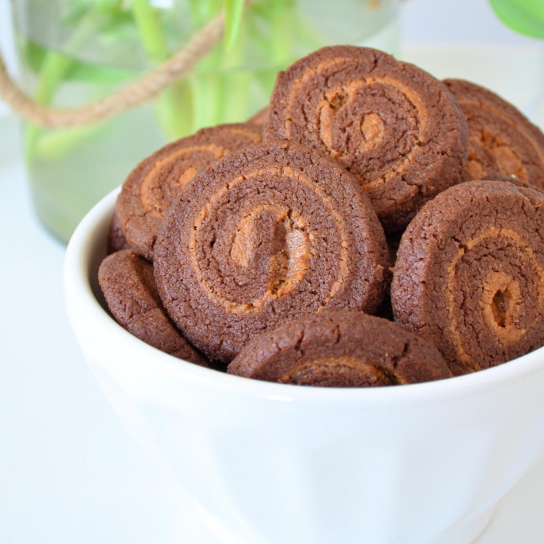 Chocolade-pindakaas swirl koekjes