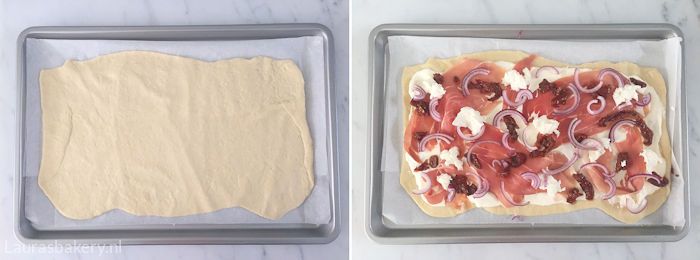 Flammkuchen met prosciutto 2a