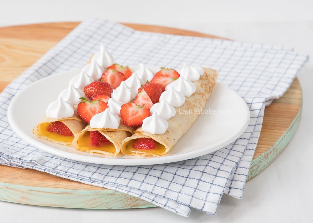 lemon meringue pannenkoekjes met aardbeien