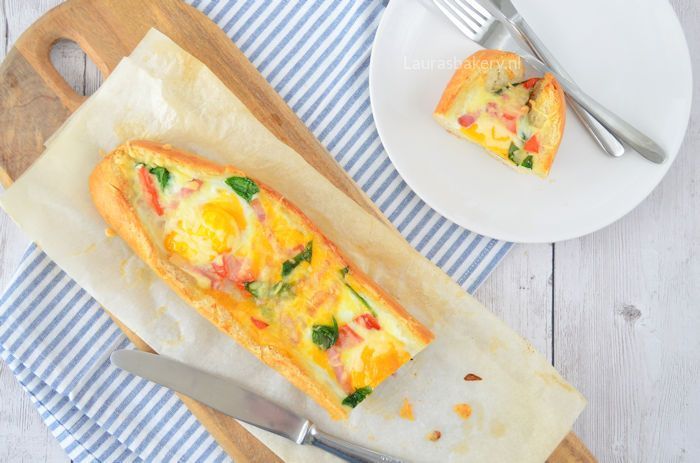 Stokbrood gevuld met ei en spinazie 2a