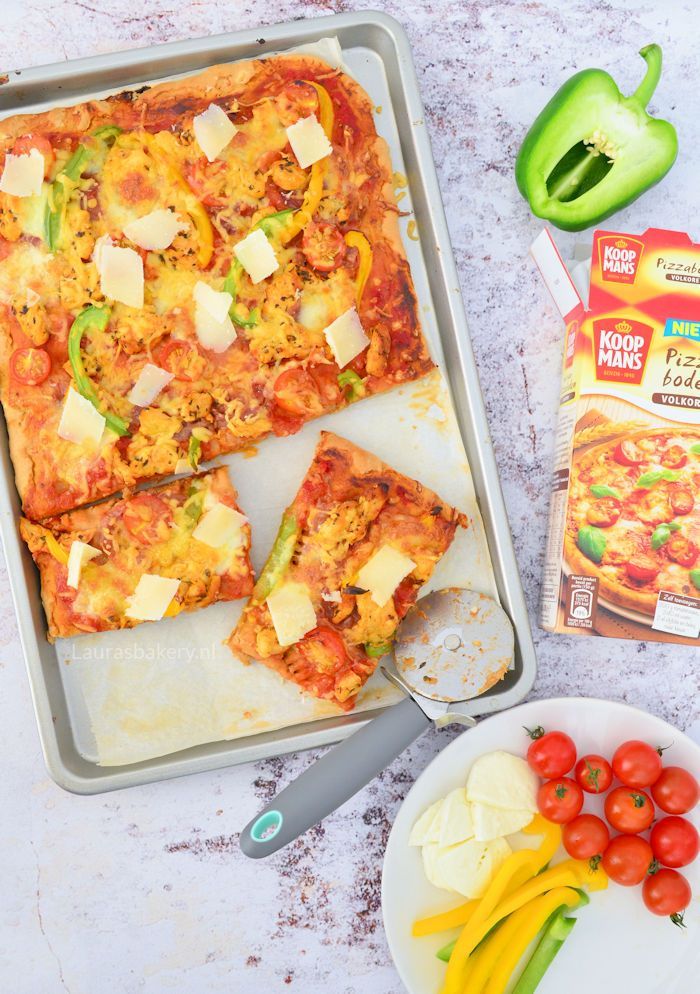 Volkoren pizza met gemarineerde kip 1a