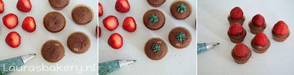 aardbei kerstboom cupcakes 3a