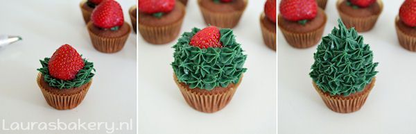 aardbei kerstboom cupcakes 4a