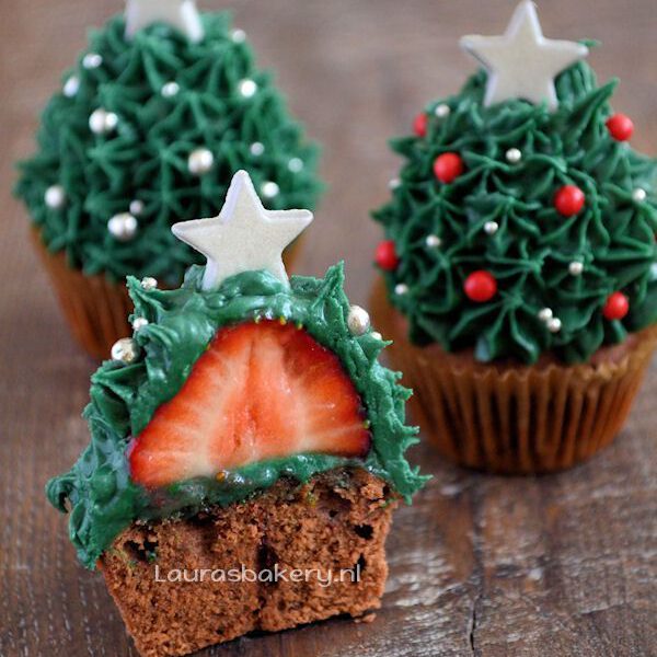 aardbei kerstboom cupcakes 6a