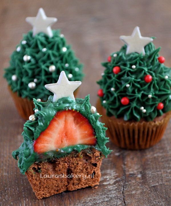 aardbei kerstboom cupcakes 6a
