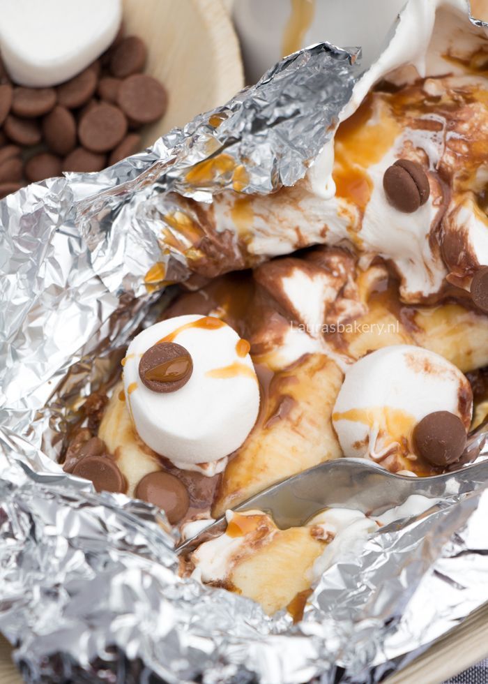 Bananenpakketje van de bbq