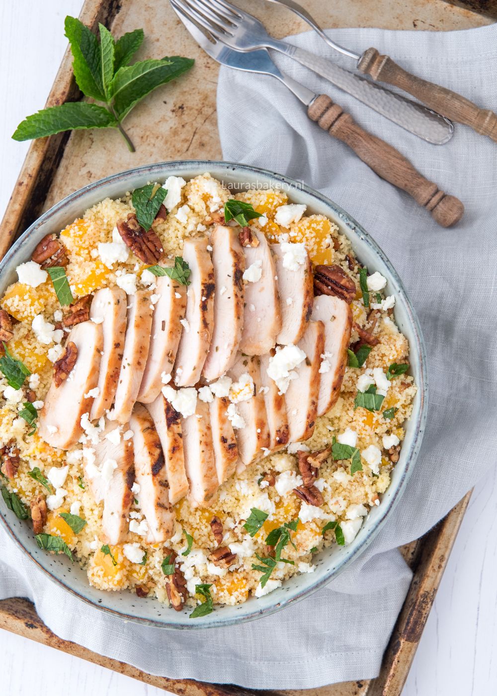 Couscous met kip en perzik