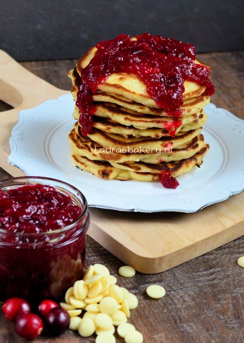 Cranberry witte chocolade pancakes