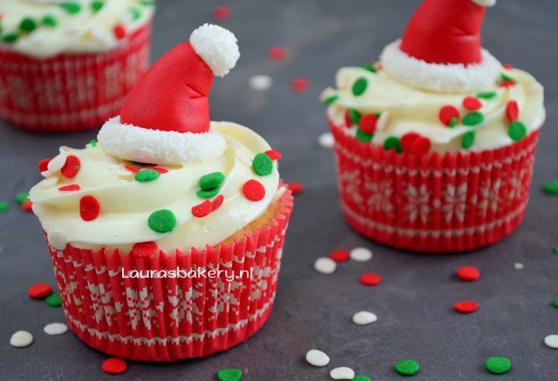 cupcakes kerstmuts topper 2a