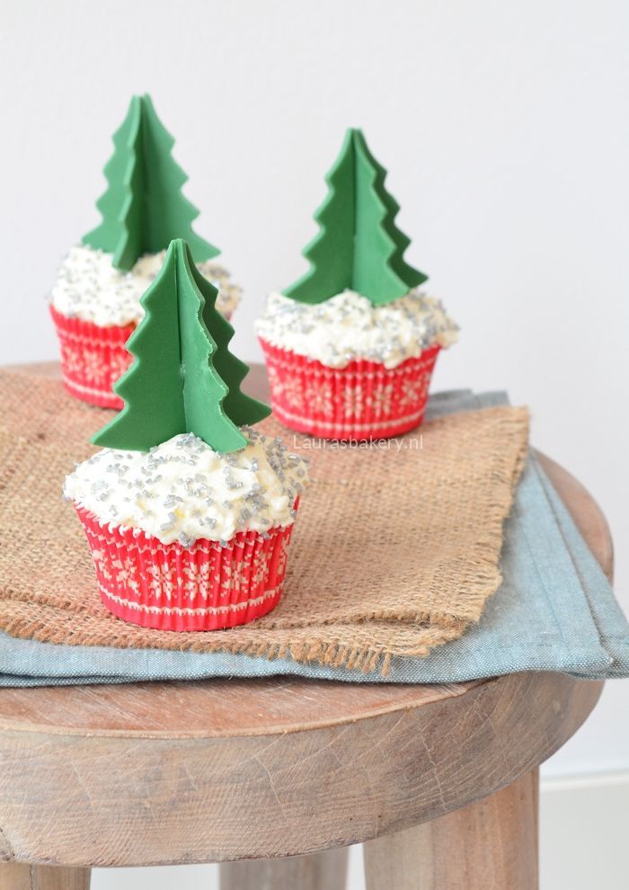 Cupcakes met 3D kerstboom