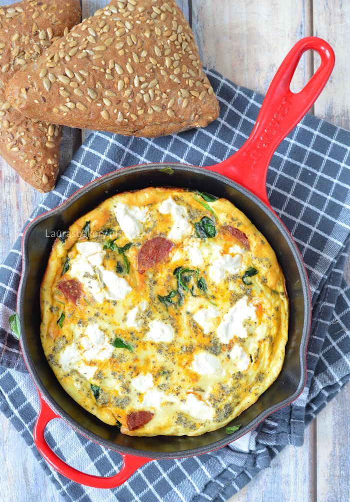 frittata met chorizo, spinazie en ricotta 1a