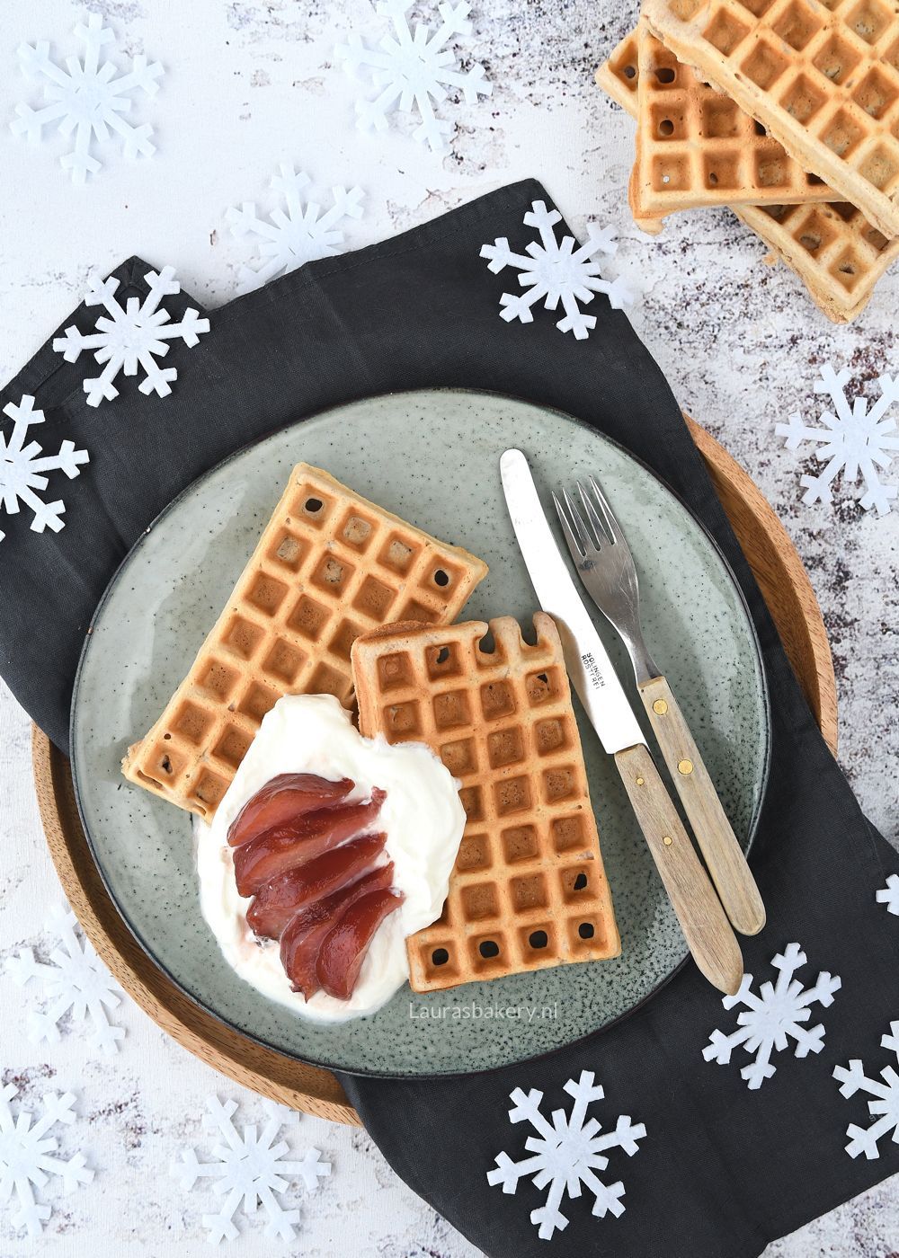 gingerbread wafels met kwark en stoofpeertjes 1a