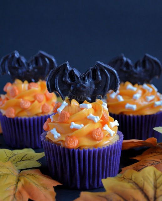 Halloween: Vleermuizen cupcakes