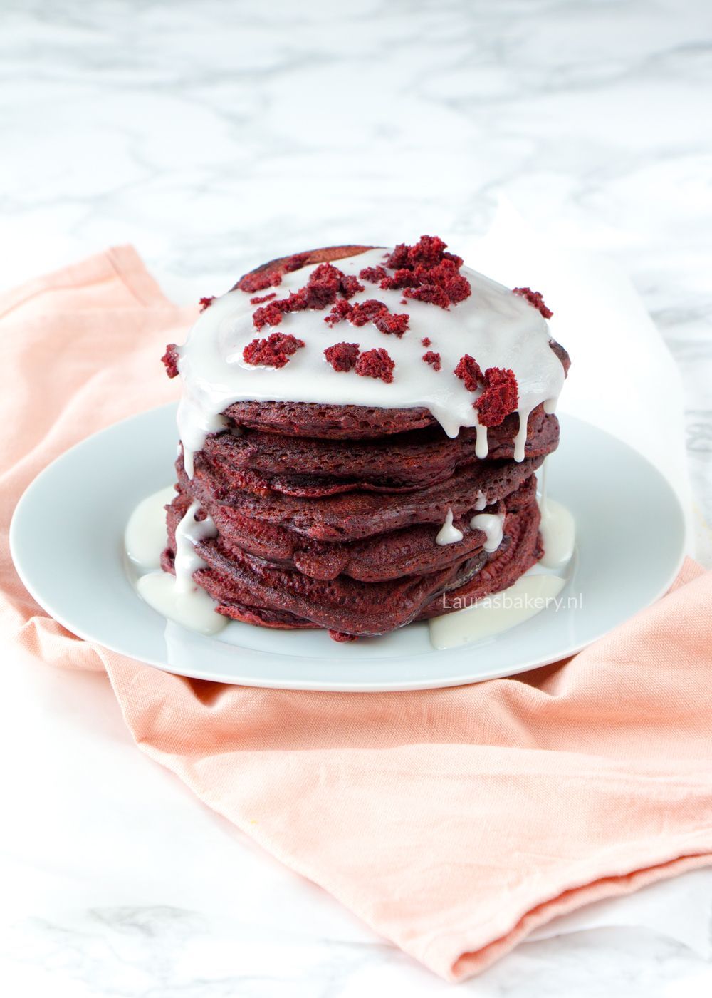 Red velvet pancakes