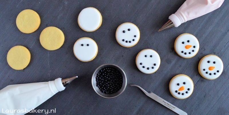 sneeuwman gezicht koekjes 