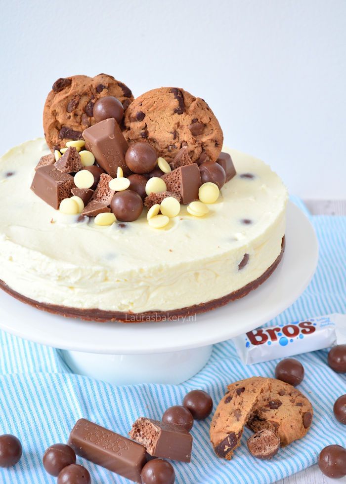 No bake witte chocolade cheesecake met bros