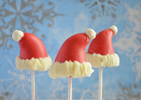 Kerstmuts marsepein pops