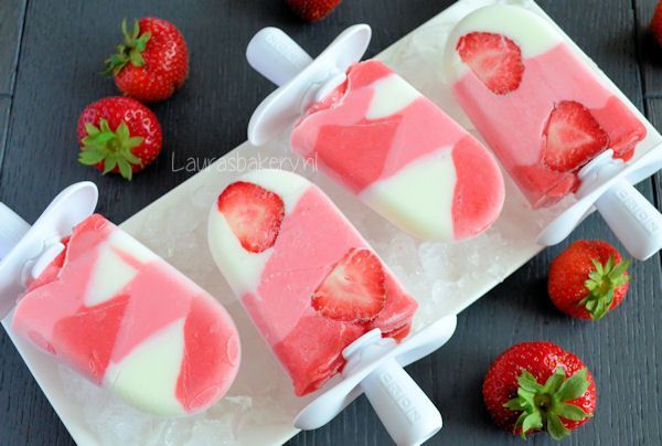 Aardbeien yoghurt ijsjes 1a