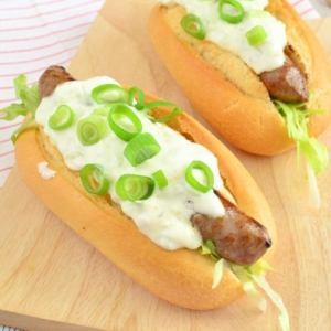 Griekse broodje hotdog