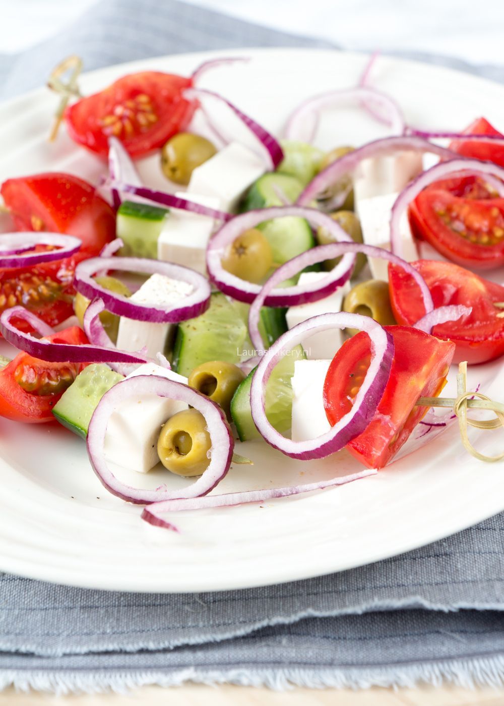 Griekse salade spiesjes