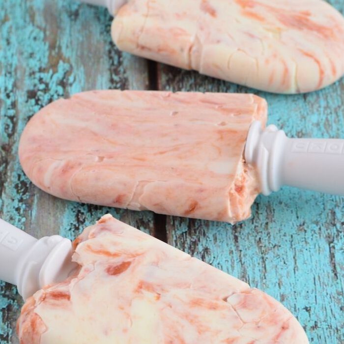 yoghurt ijsjes met rabarber en aardbei