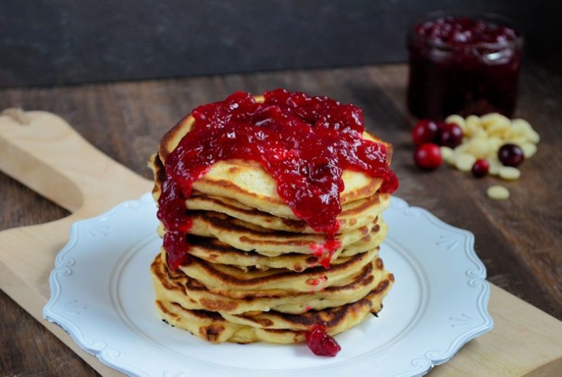 Cranberry witte chocolade pancakes