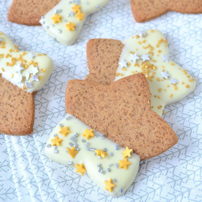 Gingerbread sterren met witte chocolade