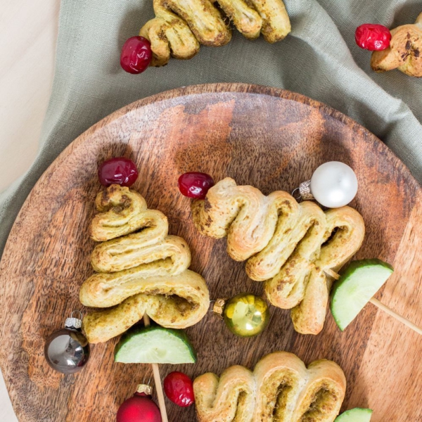 Kerstboom pesto broodjes