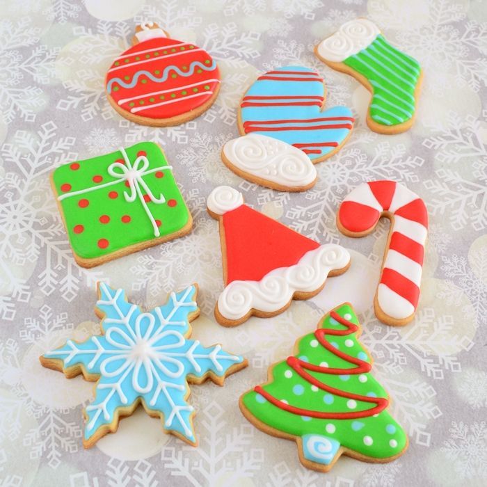 Kerstkoekjes set - 8 koekjes, 4 kleuren icing