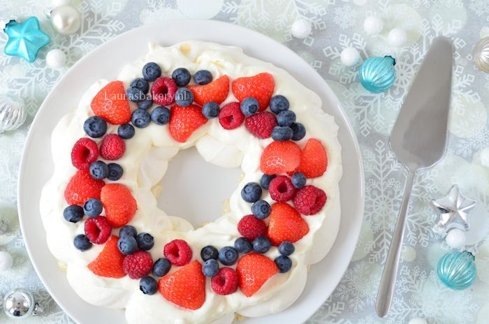 kerstkrans pavlova dessert