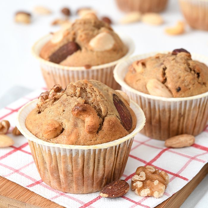 Koffie-notenmuffins + bakken met vloeibare margarine