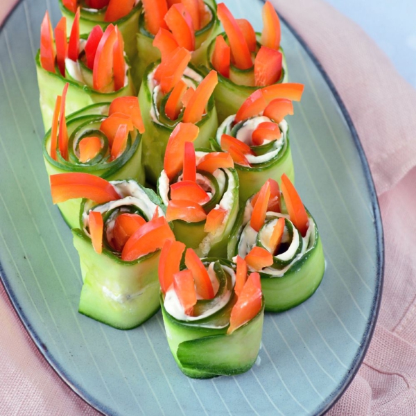 komkommer-paprika rolletjes