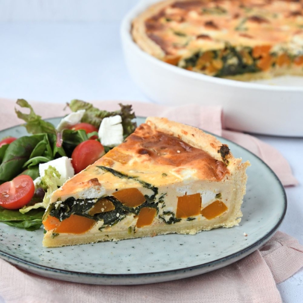 Quiche met pompoen en spinazie