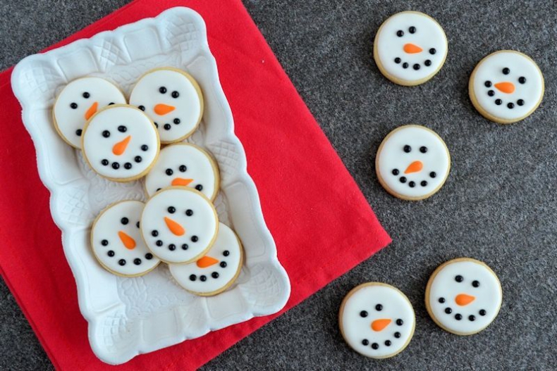 Sneeuwman gezicht koekjes