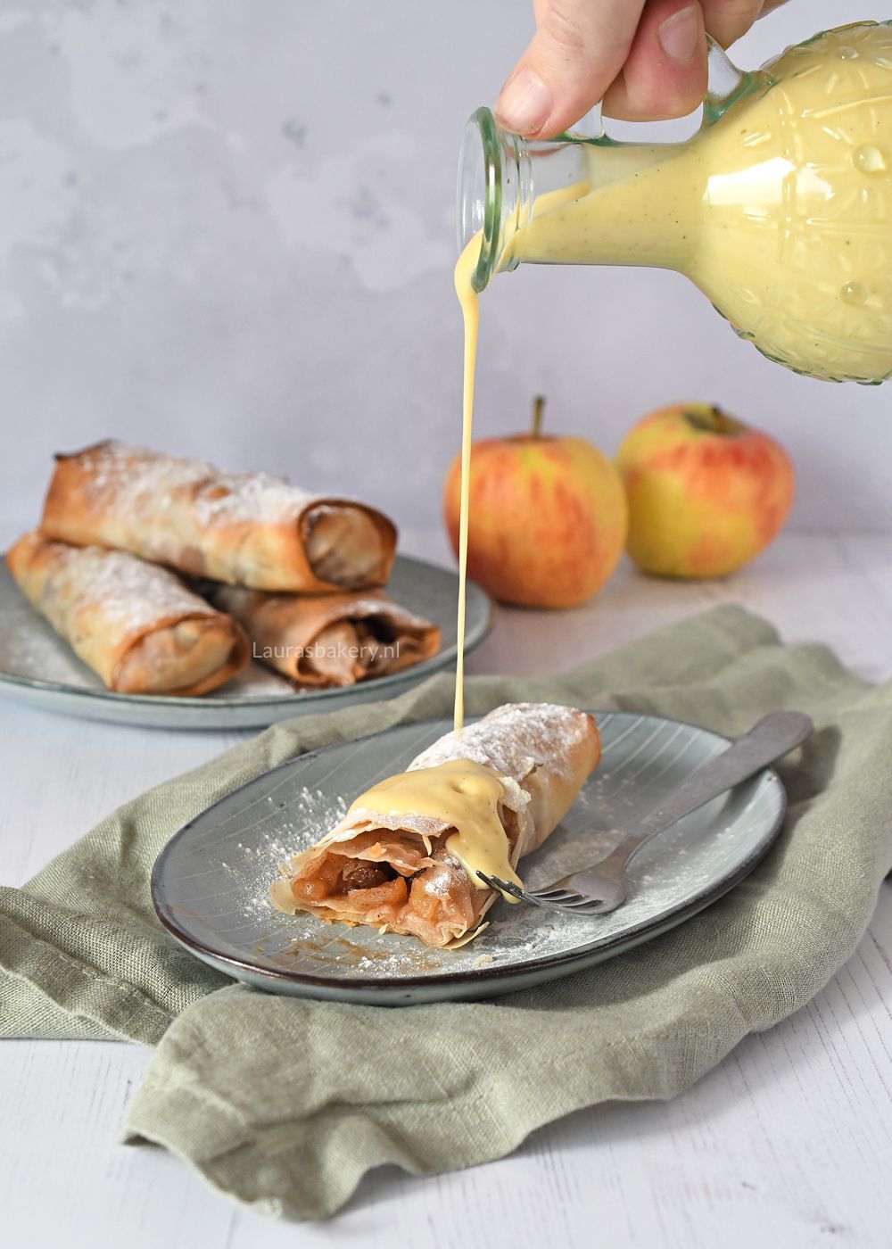 snelle mini apfelstrudel met vanillesaus