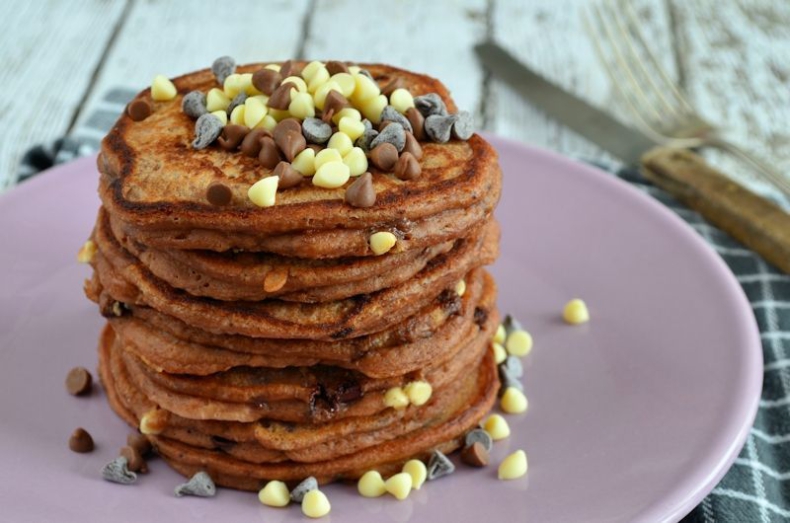 Triple chocolate chip pancakes