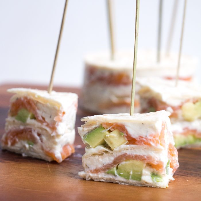 Gerookte zalm wrap taartjes