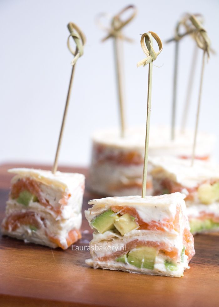 Gerookte zalm wrap taartjes