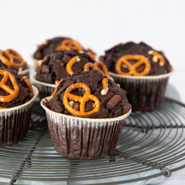 Chocolade-pretzelmuffins