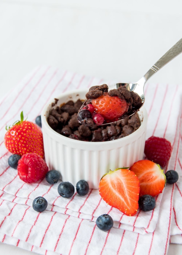 Chocolade crumble met rood fruit-2a