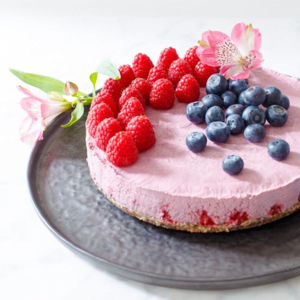 Vegan frambozencheesecake