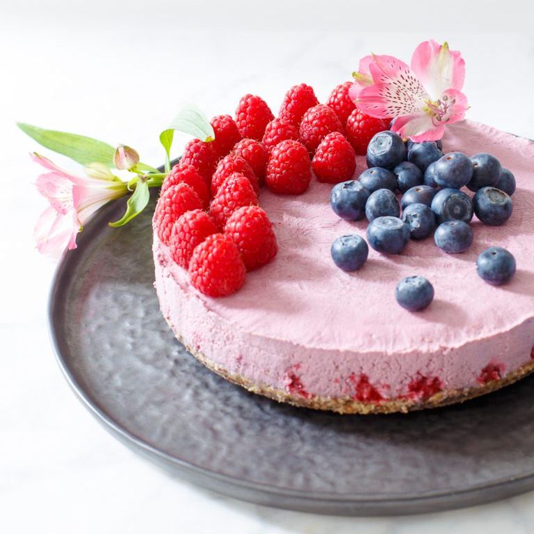 Vegan frambozencheesecake