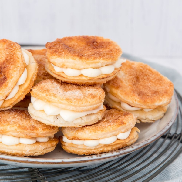 Franske vafler: Deense bladerdeegkoekjes met room