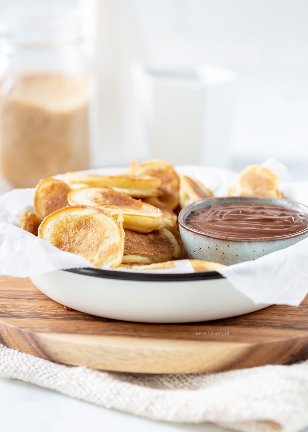 Banaan pannenkoekjes met chocoladedip