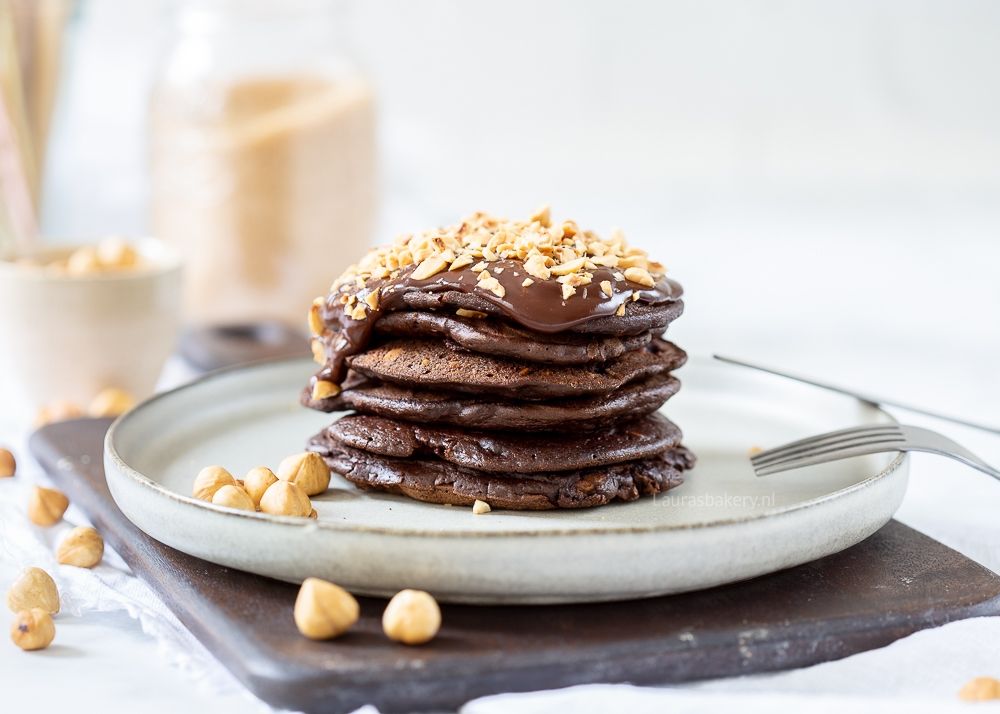 Chocolade-hazelnoot pancakes