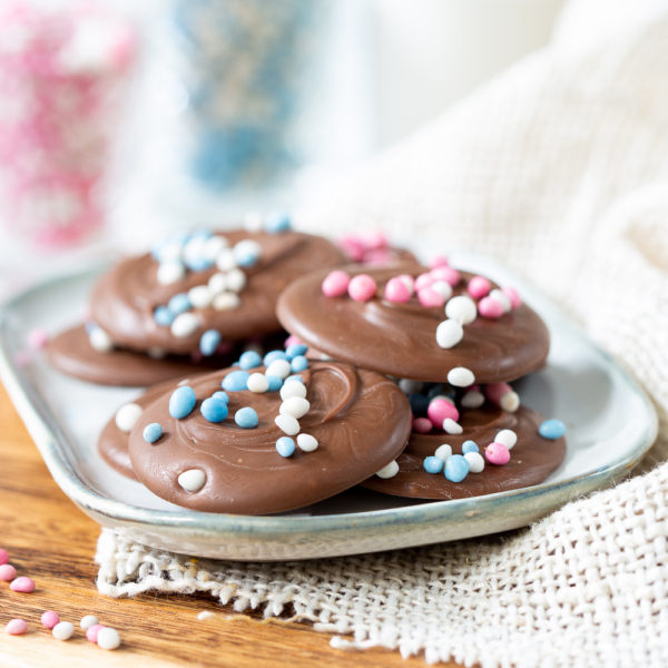 Chocoladeflikken met muisjes